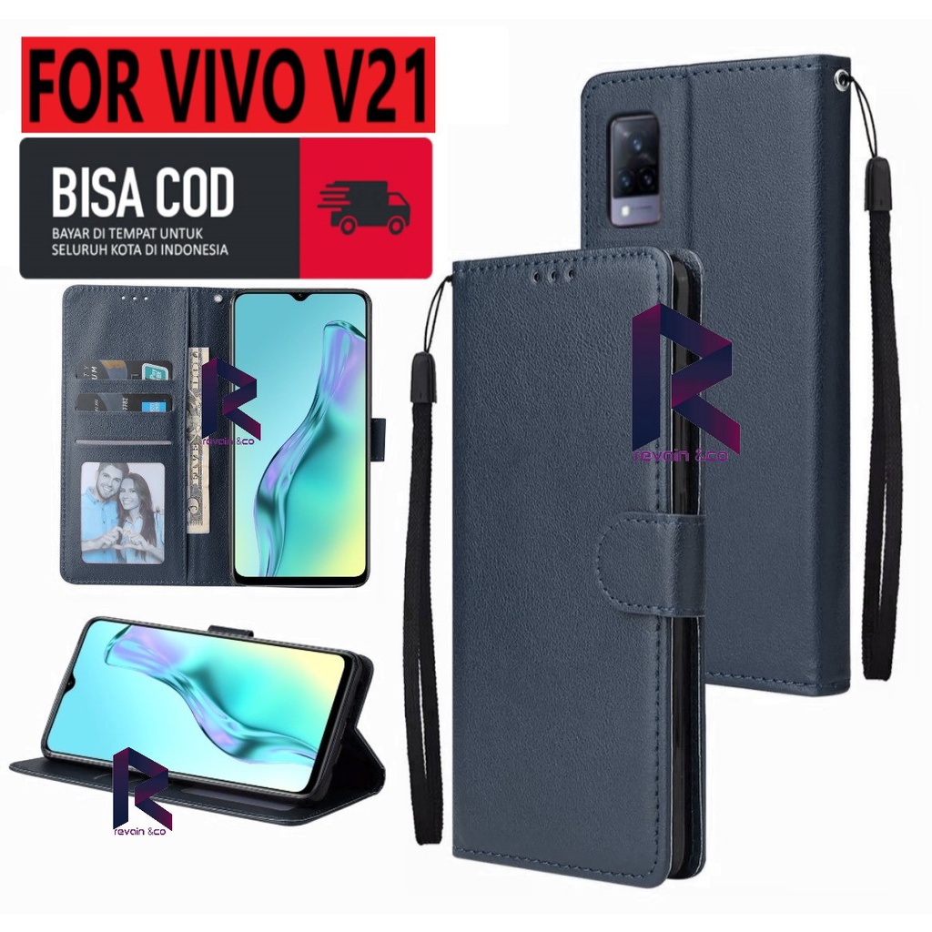 NEW VIVO V21 CASE FLIP WALLET LEATHER KULIT PREMIUM SARUNG BUKA TUTUP FLIP CASE VIVO V21