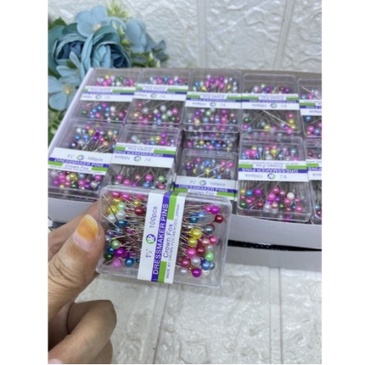 jarum pentul hijab stainles tajam anti karat  box mika isi 100 pcs