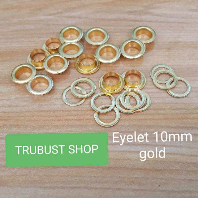 Mata ayam eyelet v24 gold ukuran lubang 10mm jual /bks isi 100pc