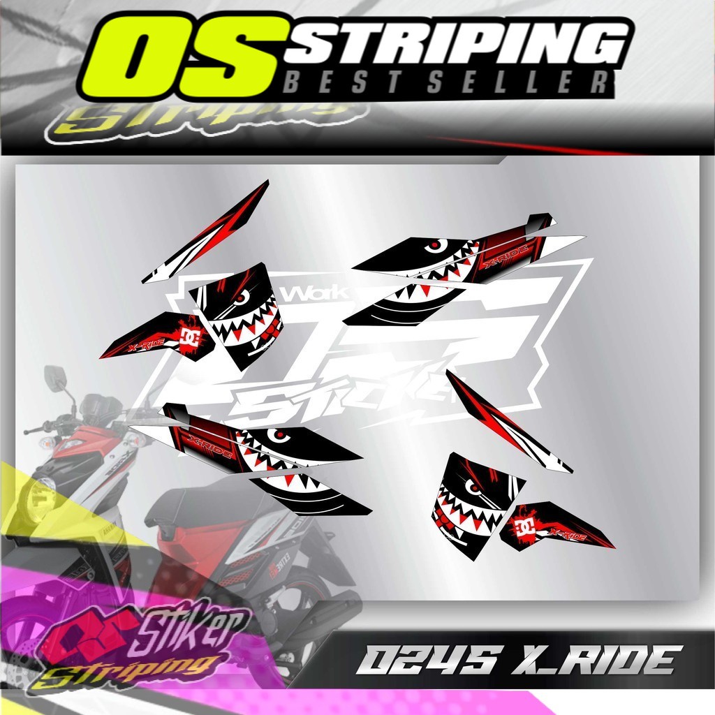 OS Stiker 0245 Stiker Striping Variasi Lis Xride Xride Hiu