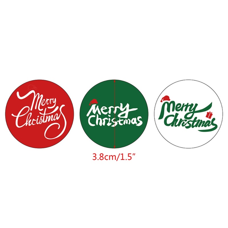 500pcs / roll Stiker Desain Santa Snowman Pohon Natal Untuk Amplop