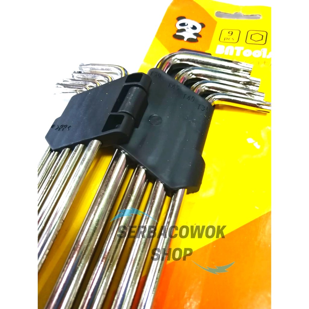 Kunci L Bintang Panjang Tanpa Lubang Set 9 pcs Lokal Hex Key Extra Long Termurah Berkualitas