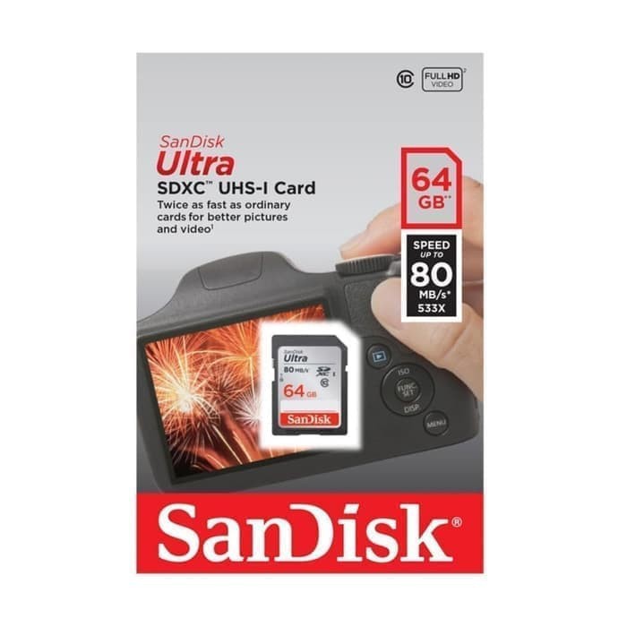 MEMORY KAMERA SD CARD SANDISK 64GB 80MB/S MEMORI SDCARD 64 GB ORIGINAL