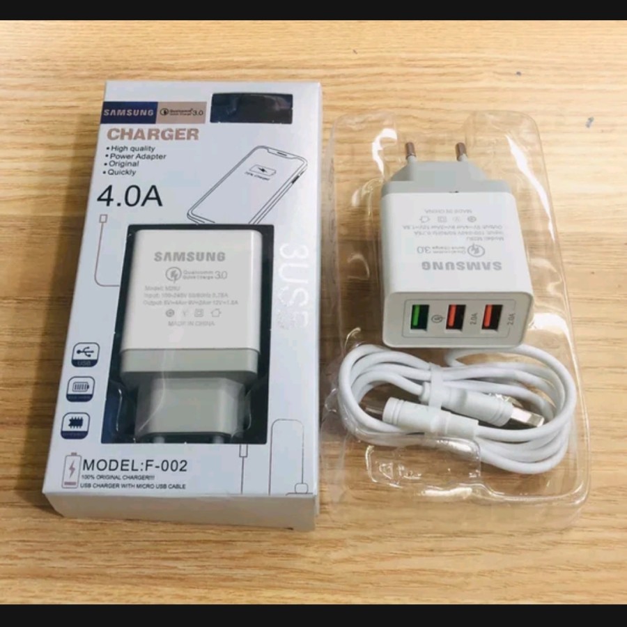 Charger Casan BRANDED 3USB PORT 4A F-002 Qualcomm 3.0 Samsung/ Xiaomi/ Oppo/ Vivo