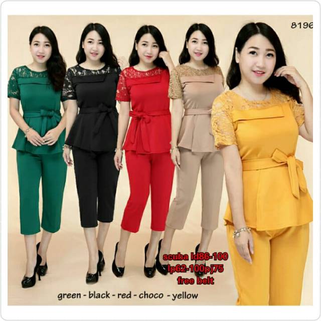 Set wanita_setelan scuba brukat premium 8196