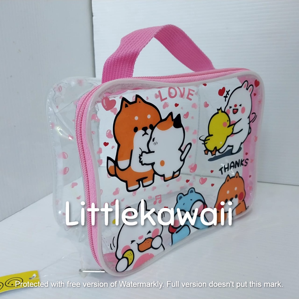 LK/Tas Pouch Mika Karakter Animal Make Up Kosmetik Serbaguna Persegi Wanita Remaja