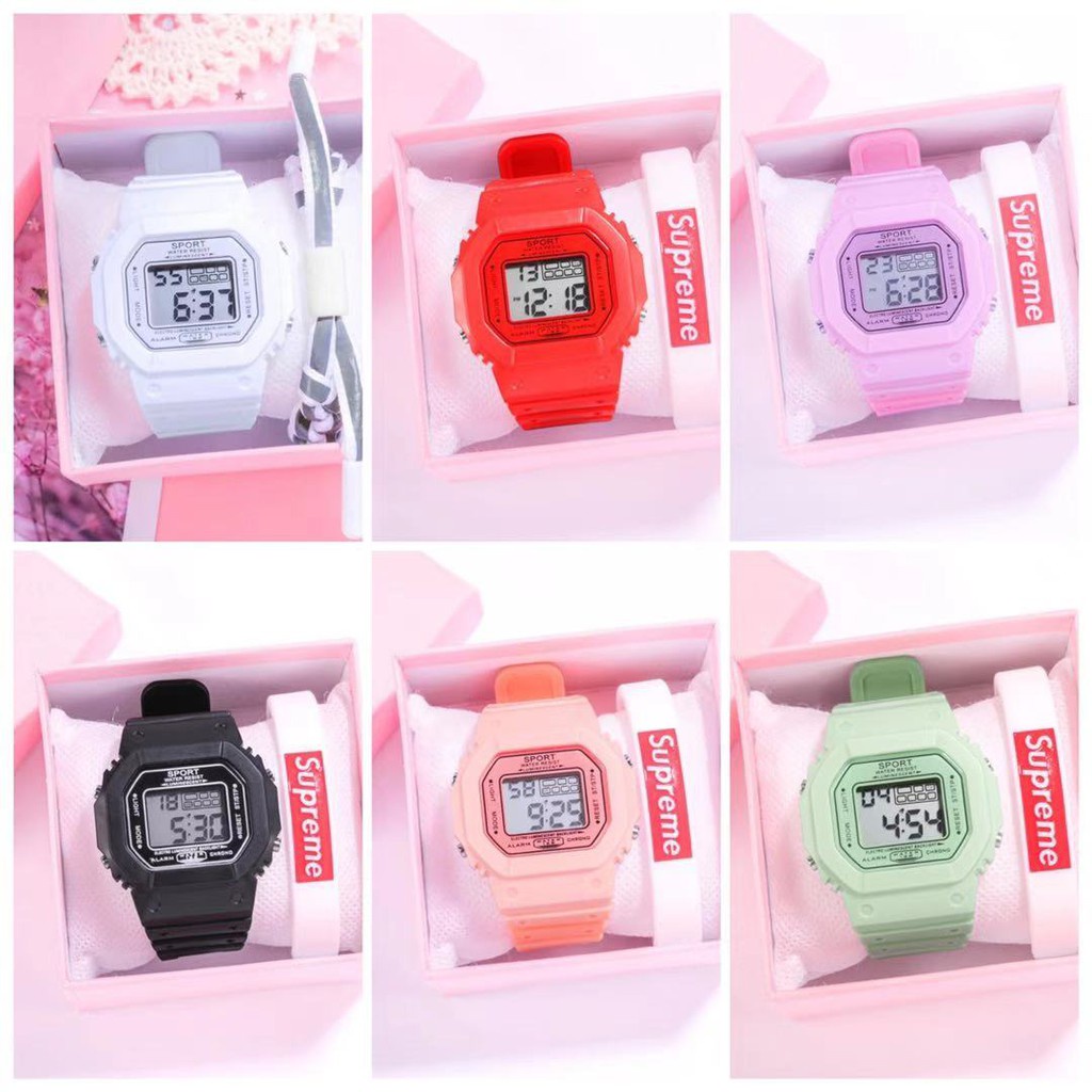 Jam Tangan Wanita Fashion Korea Style Digital Sport / Jam Tangan Strap Rubber Untuk Wanita