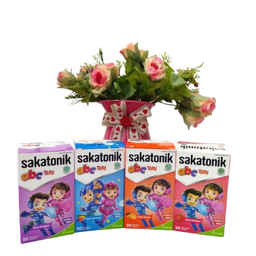 SAKATONIK ABC Botol Isi 30 Tablet Kunyah Hisap Anak - Rasa Strawberry Anggur Jeruk  Antariksa Tutti Frutti