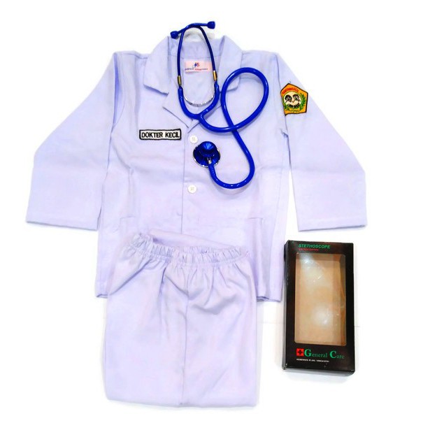 Kostum anak Dokter kecil komplit aksesoris -Baju Profesi dokter kecil