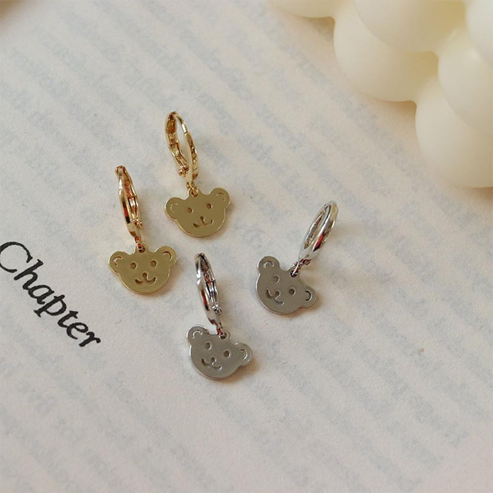 Anting Menjuntai Beruang QUINTON Lucu Keren Wanita Geometris Stud Earring Gadis Stainless Steel