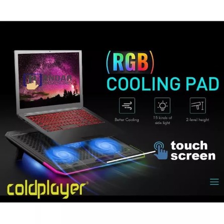 Cooling Pad Gaming Cold Player GX80 RGB Toch Screen Kipas Pendingin Coldplayer GX-80