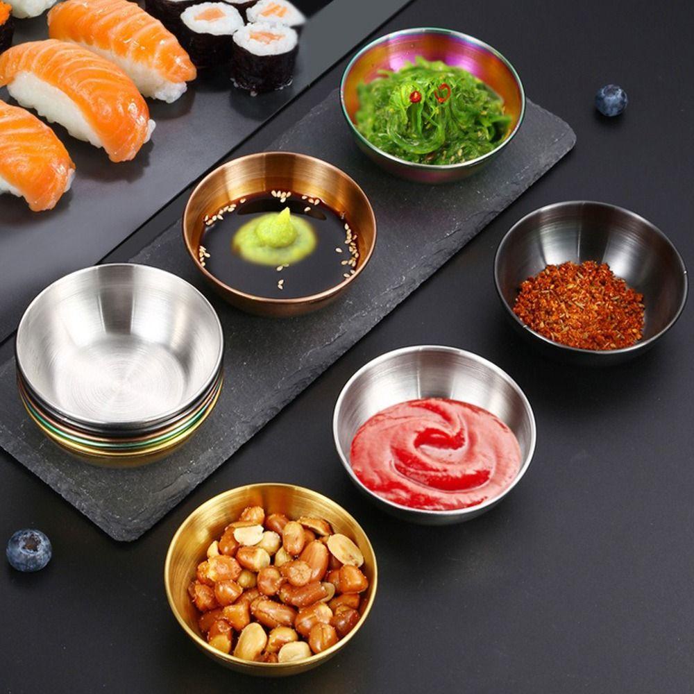 Solighter 2Pcs Seasoning Dish Bulat Sushi Vinegar Soy Appetizer Tray Cangkir Saus Makanan Kecil