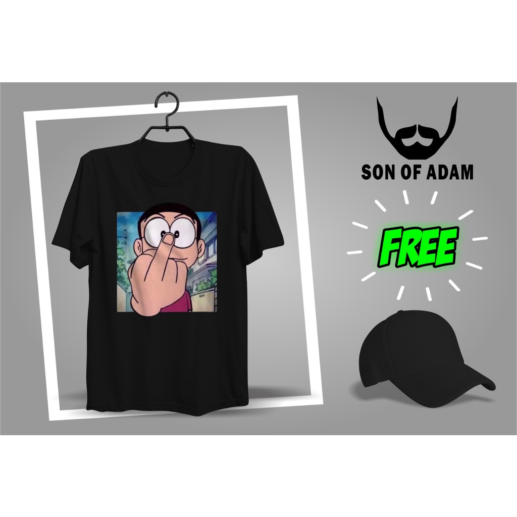 KAOS PRIA / KAOS DISTRO / ATASAN PRIA SABLON DTG DESAIN KARTUN NOBITA