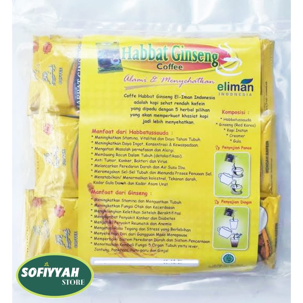 

Kopi Habbat Ginseng eliman 5 in 1 per-pack