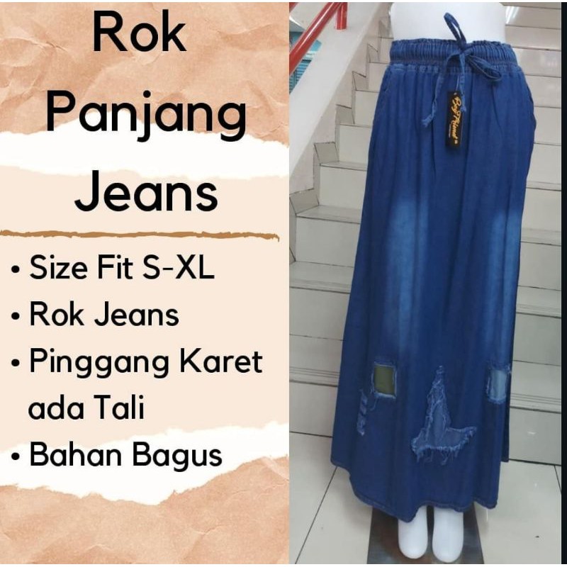 Rok Panjang Jeans Wanita Denim - Fashion Muslim