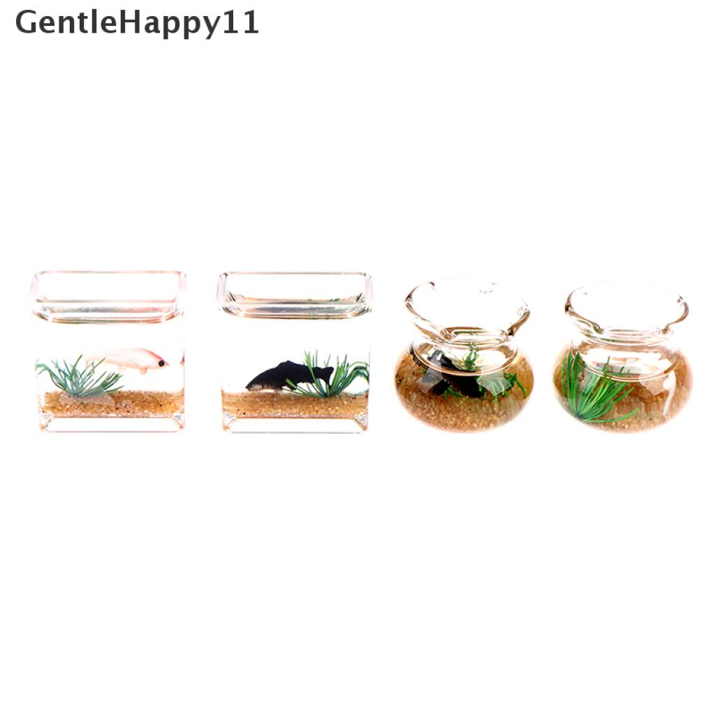 Gentlehappy Rumah Boneka Miniatur Kaca Fish Tank Bowl Aquarium Rumah Boneka Mainan Ornamen Rumah