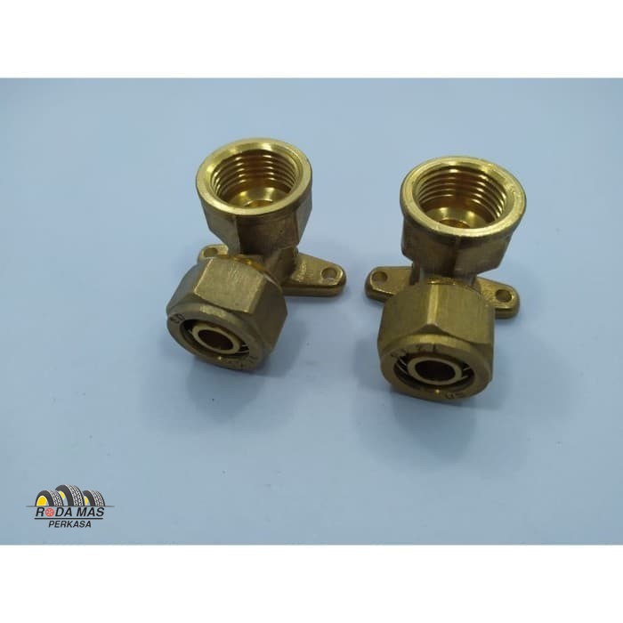 SOKET SAMBUNGAN AIR PANAS KUNINGAN - L DRAT DALAM WALL FLANGE RMP