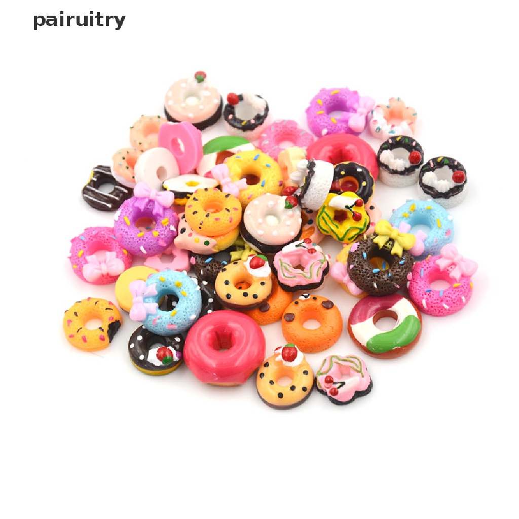 Prt 10 Pcs Miniatur Donat Bahan Resin Untuk Dekorasi Casing Handphone