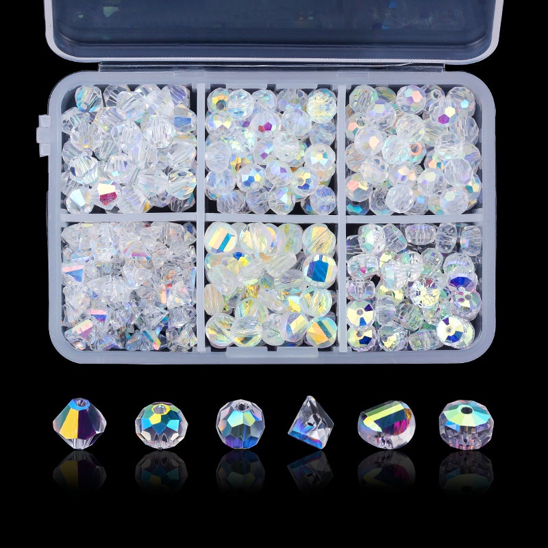 Super Shiny 6mm Bentuk Campur Manik-Manik Kaca Charms Longgar Spacer Jewellery Beads Untuk Membuat Perhiasan DIY Craft Aksesoris 350Pcs/box