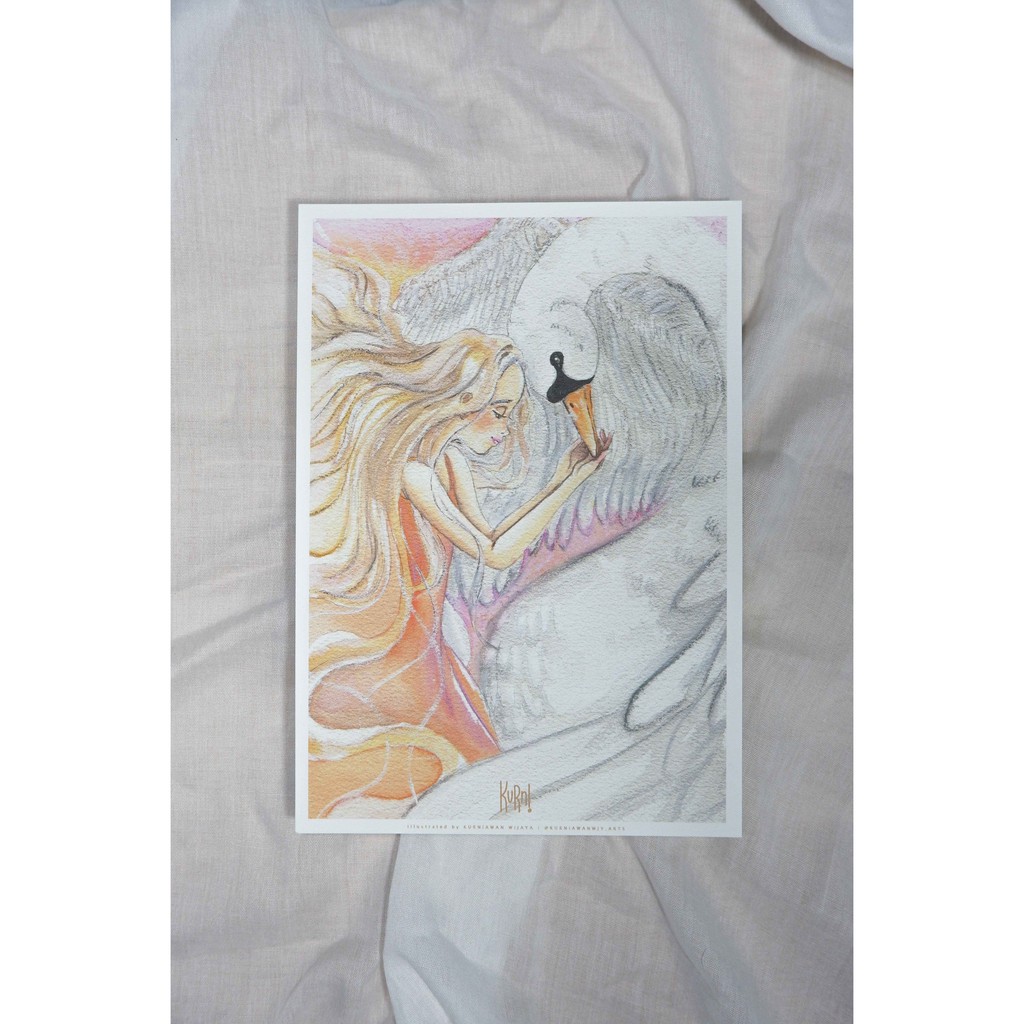 

THE GIRL AND THE SWAN ART PRINT | A5 PRINT LUKISAN CAT AIR