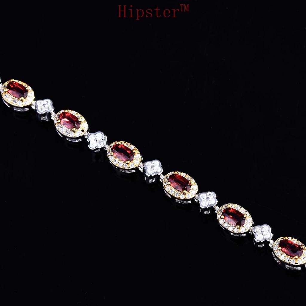 S925 Silver Natural Colored Gems Bracelet Luxury Jewelry