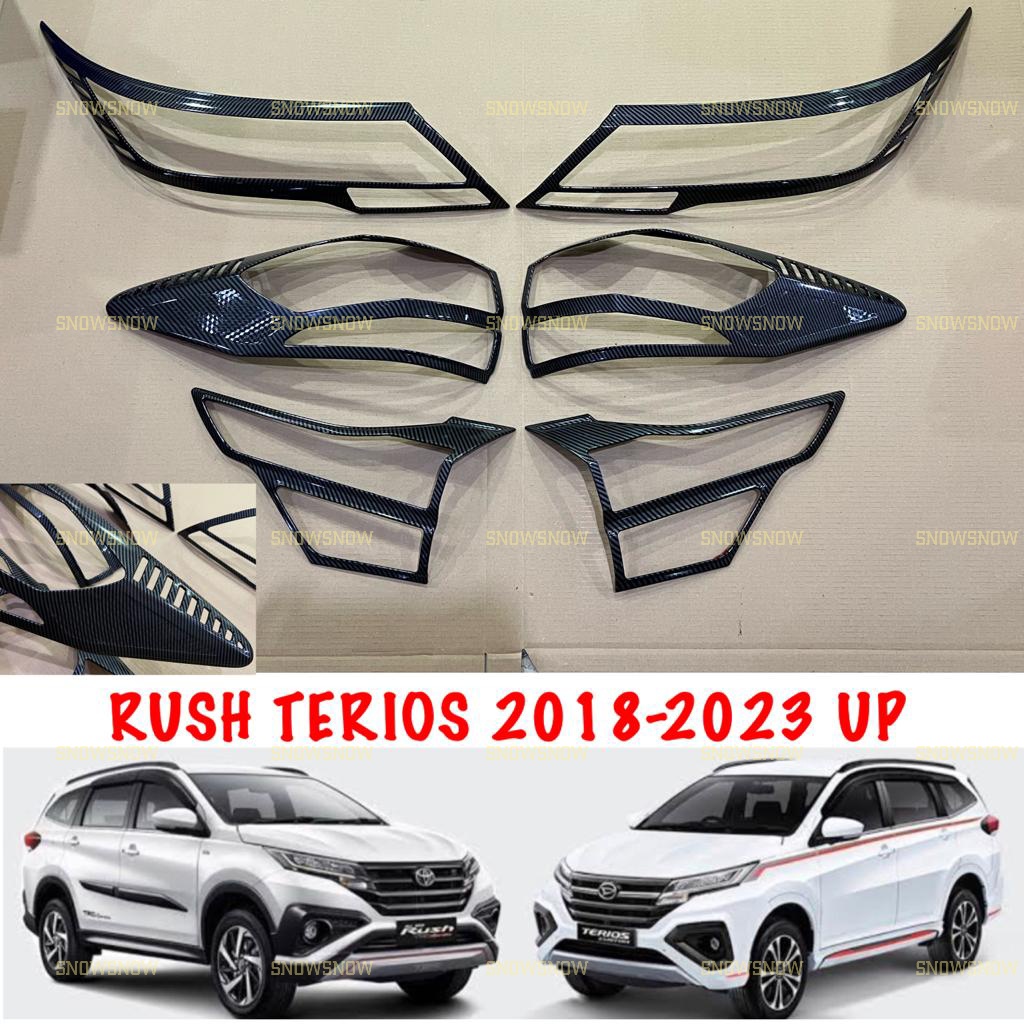 Paket Garnish Lampu Depan Belakang All New Rush Terios 2018 2021 2022 2023 GR SPORT New Carbon Glossy