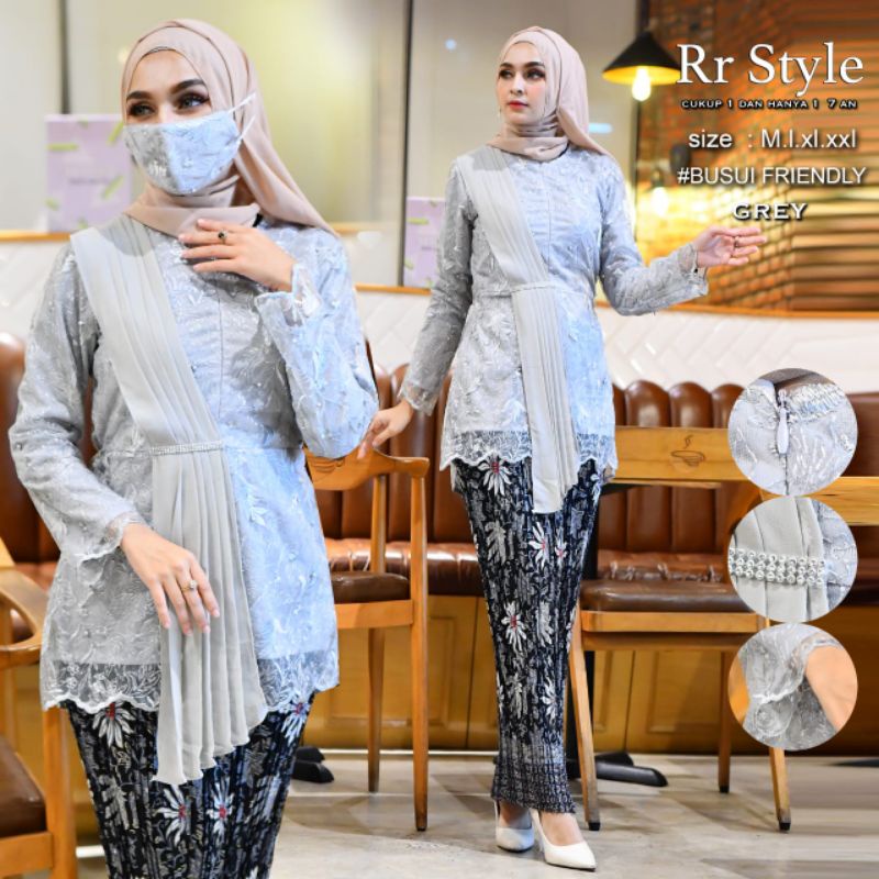 AURORA SELENDANG PURPLE ~ SETELAN KEBAYA MODERN ~ AURORA SELENDANG CERUTY ~ KEBAYA KEKINIAN - KEBAYA-1 SET SILVER