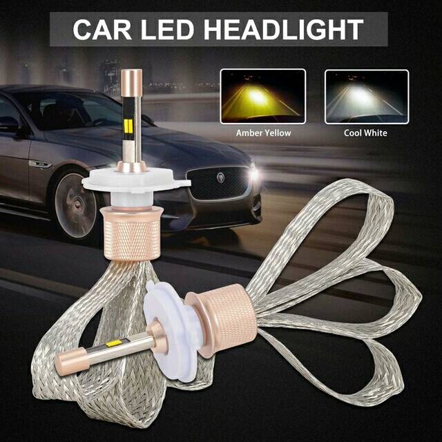 Lampu LED Mobil Dual Color 80W 11000lm H1 H3 H4 H7 H9 H11 H13 HB3 HB4