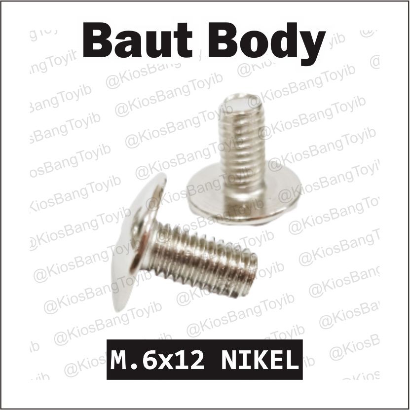 Baut Body Cover M6x12 Supra, Supra X125, Kharisma, Revo Abs  NIKEL Chrome (01)