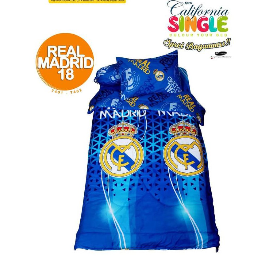 Macam-Macam Motif, Sprei California Real Madrid 18 Single 100 No.4 Seprai Bola La Liga ,Kuwalitas