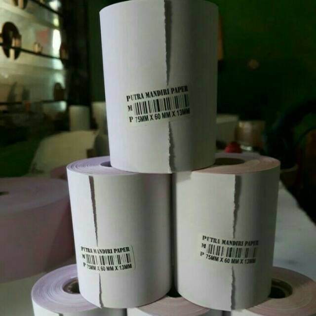 

klm Kertas kasir ncr 2ply ukuran 75x60 paket 1pak isi 10roll