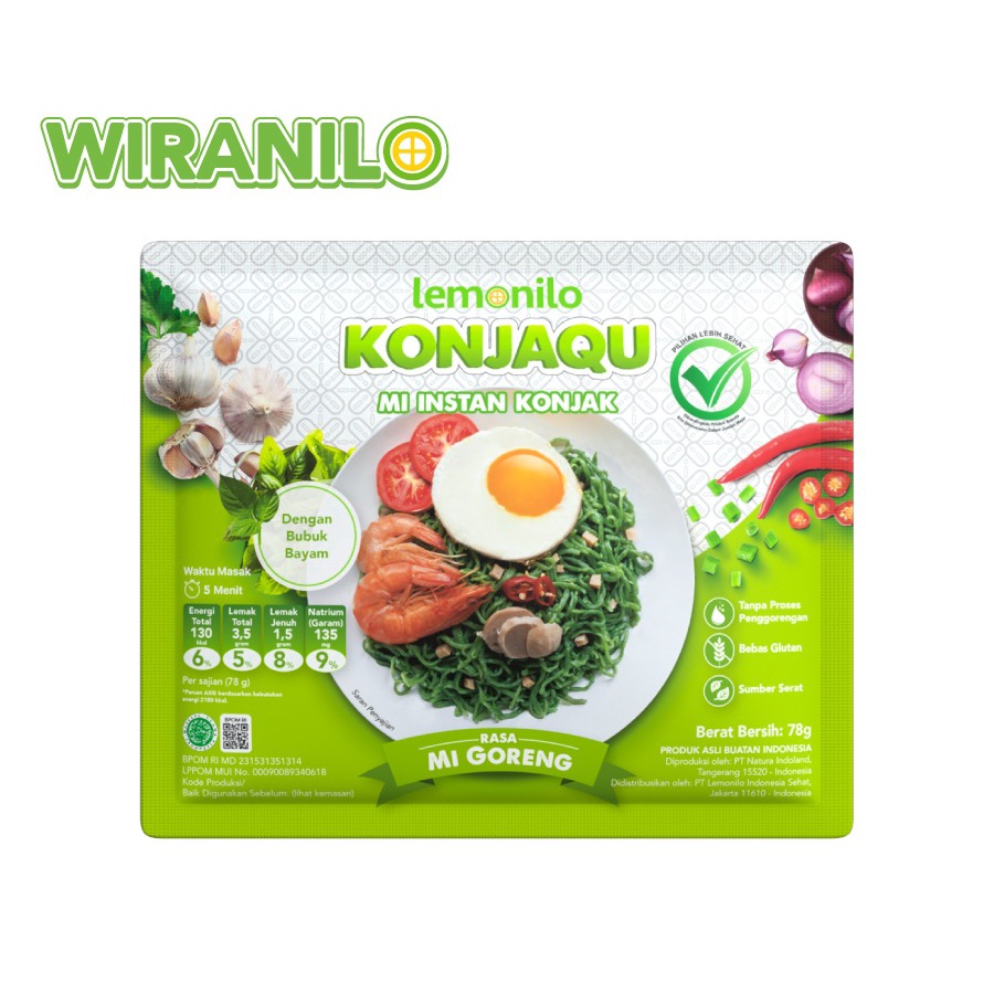 Lemonilo Konjaqu Mie Instan konjak Mie Goreng DIET KETO Shirataki Bayam