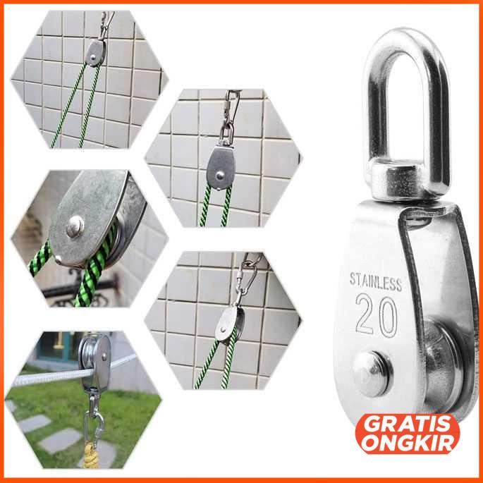 Katrol Kerekan Mini Serbaguna Swivel Pulley Stainless Steel