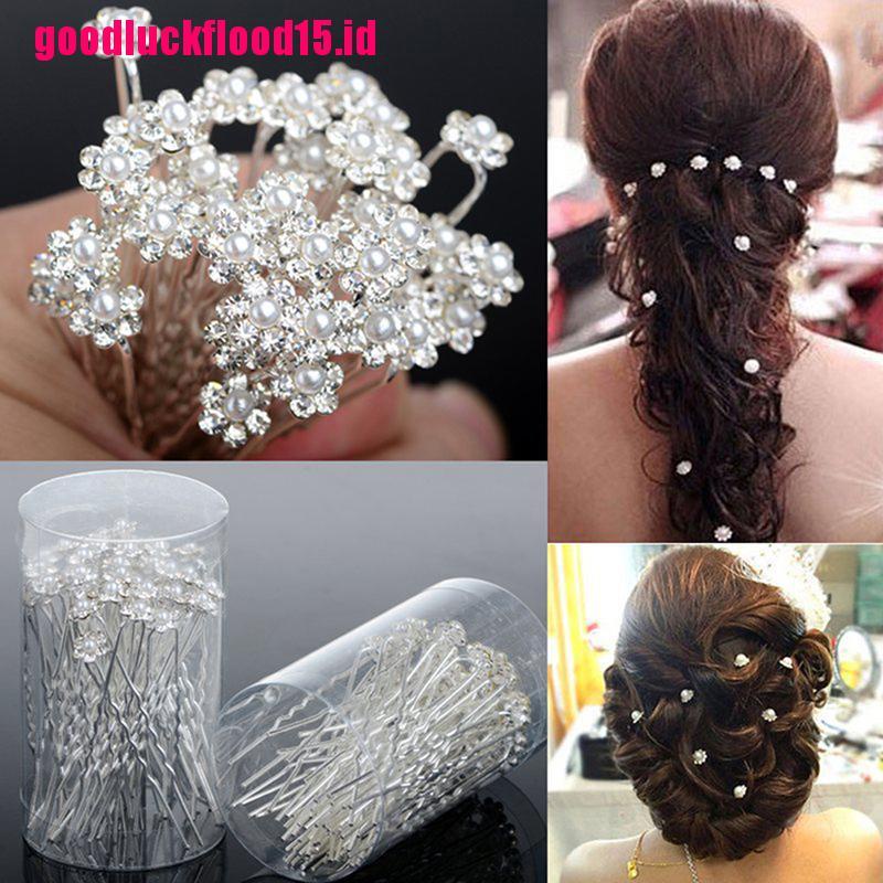 {LUCKID}40 PCS Wedding Hair Pins Crystal Pearl Flower Bridal Hairpins Hair Accessories