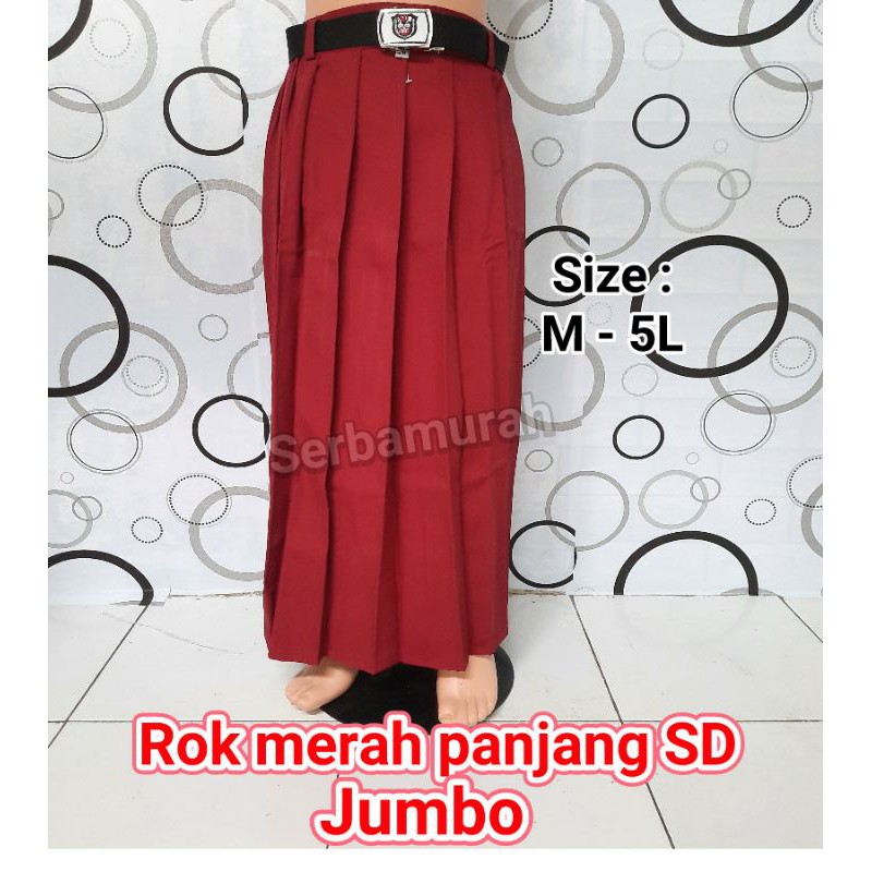 rok rempel panjang merah sekolah SD rok panjang sekolah sd ukuran bigsize