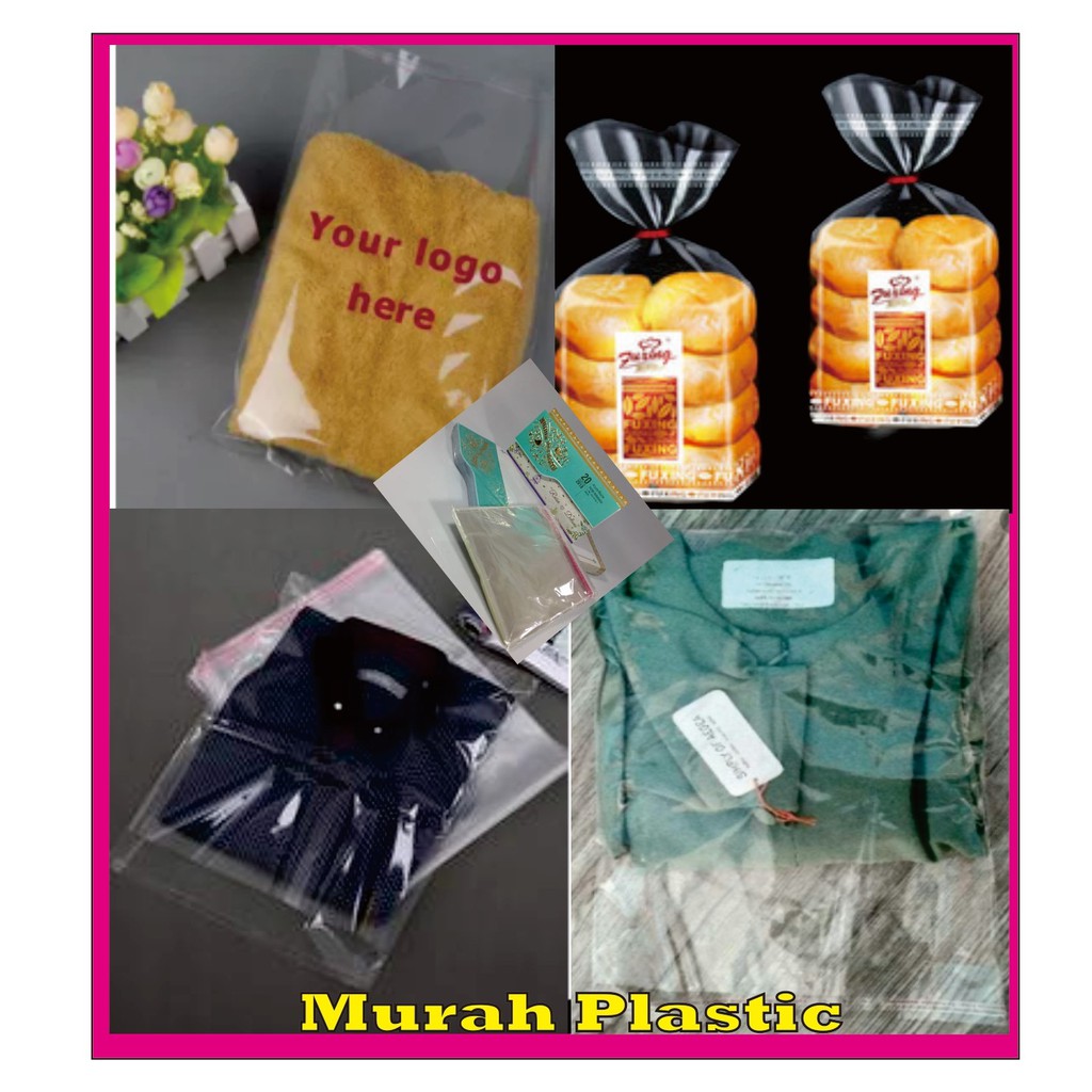 (TERMURAH) Plastik OPP TEBAL 20 x 40 isi 100 pcs +lem/baju/kemeja/jeans/hoodie/dll