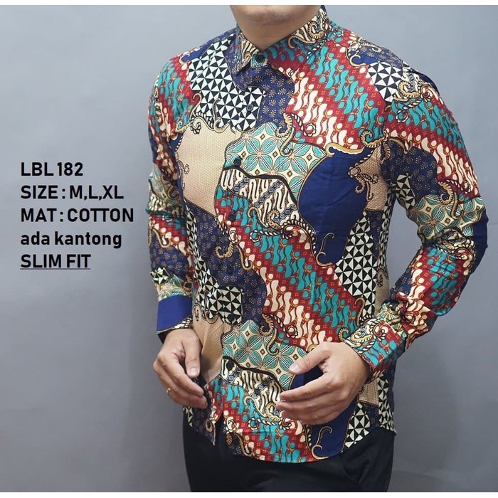 KEMEJA BATIK LBL 182 KEMEJA SLIMFIT LENGAN PANJANG BAHAN KATUN