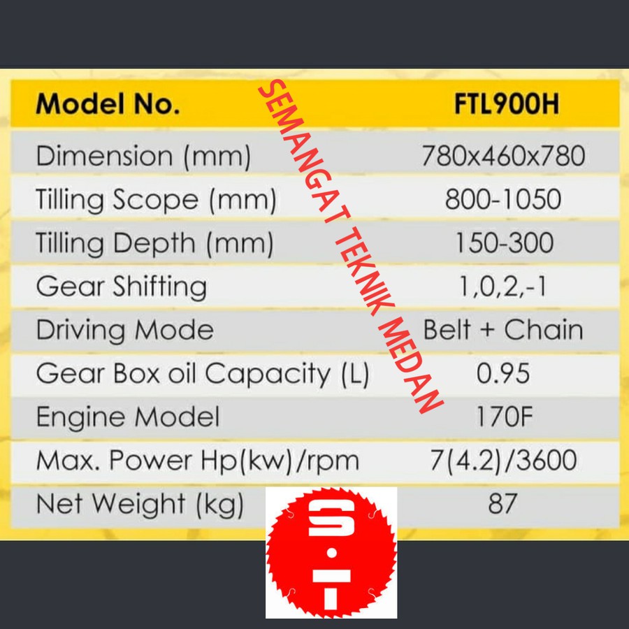 FTL900H MESIN TRAKTOR BAJAK SAWAH KEBUN MINI TILLER FIRMAN FTL 900 H
