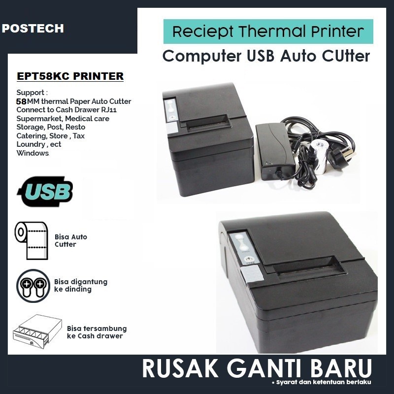 Printer Thermal Auto Cutter 58mm EPT58KC-AC Auto Cutter USB