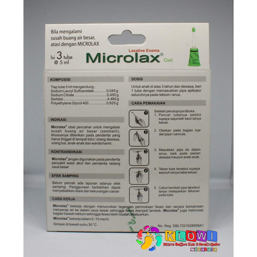 Microlax Gel Isi 3 Tube @ 5 Ml,Cepat Mengatasi Sembelit, Sulit Bab