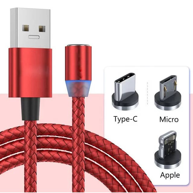 KABEL CHARGER MAGNETIK-2A Fast Charging-3 in 1-Iphone/Micro/TypeC-X Cable