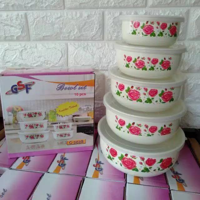 Rantang Susun 5 Mangkok Beranak Gsf Mangkuk Pemyimpanan Makanan Motif Bunga 5 Pcs