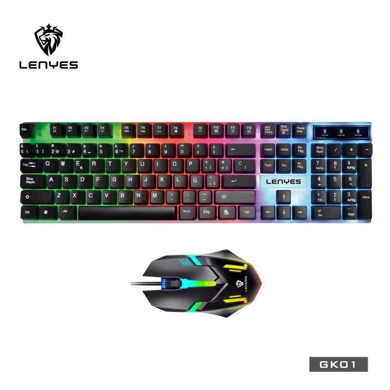 GK-01 - Keyboard dan Mouse ORIGINAL LENYES GK01 Gaming LED