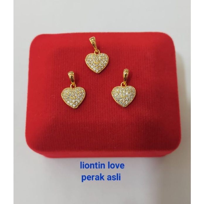 Liontin Love Cor Mata2, Perak 925, Sepuh Emas Kuning