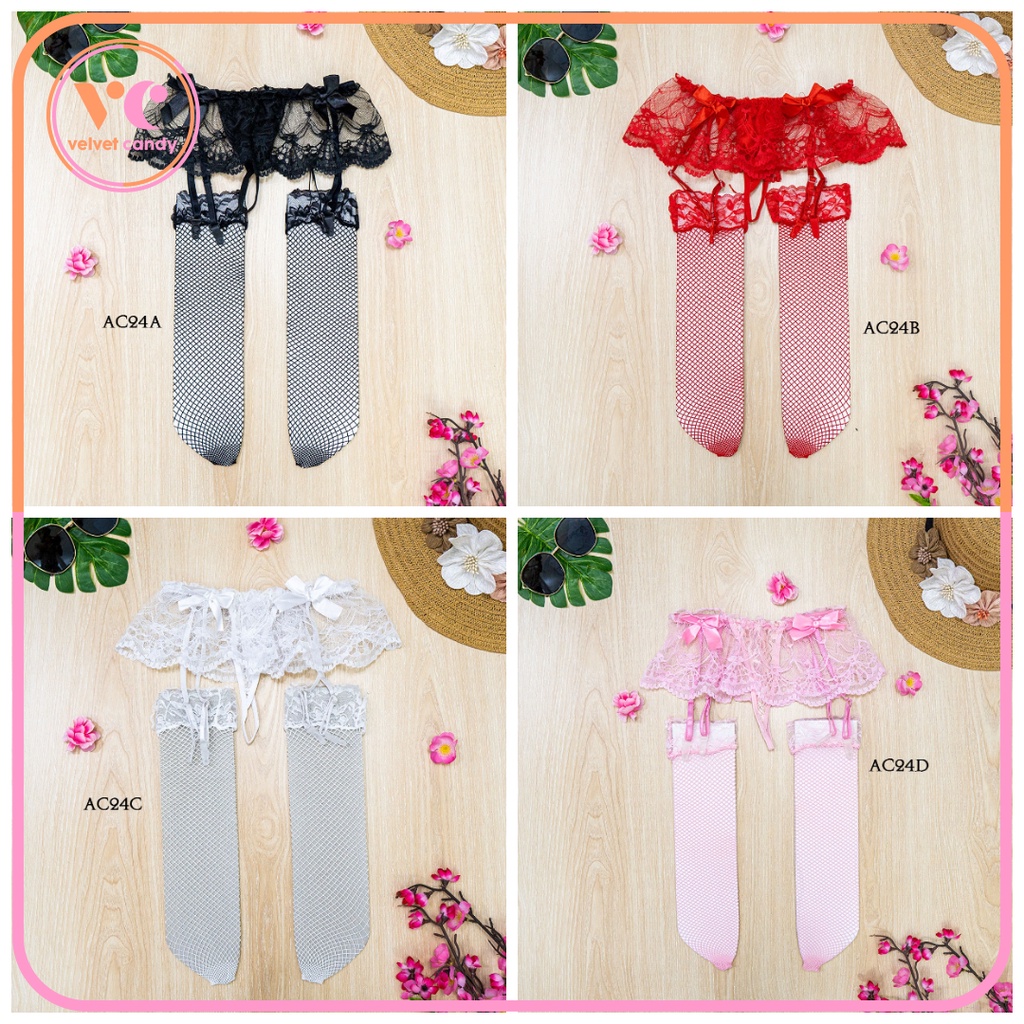[TOKO TRUSTED] STOCKING LEGGING SEMI TRANSPARAN SEXY + GARTER BELT HITAM AC-AD24