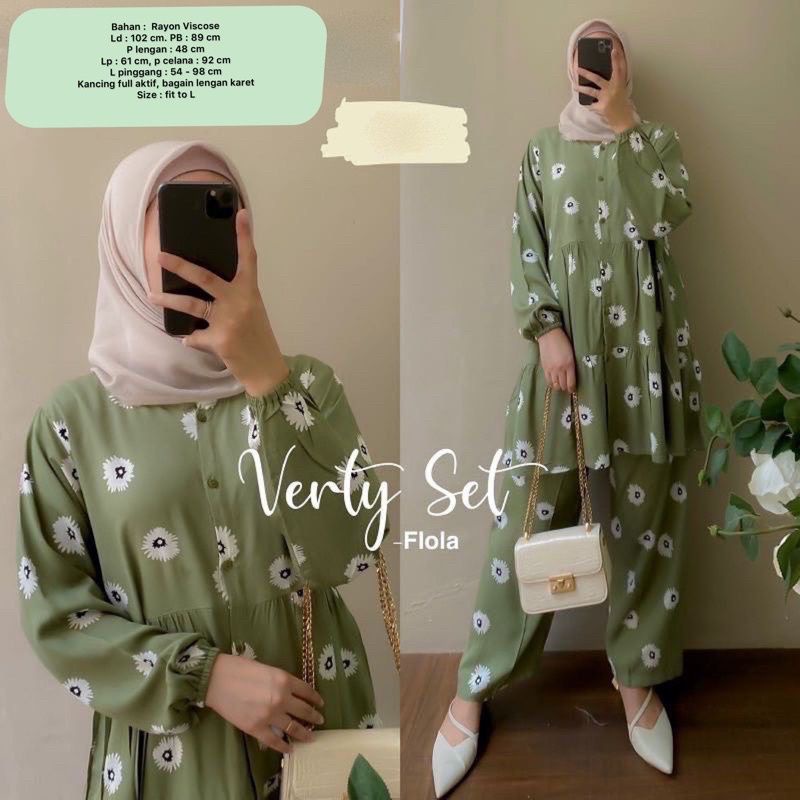 SETELAN PIYAMA WANITA PREMIUM HIGH QUALITY // LD 100 - 110 ONE SET RAYON MOTIF BARU // SET RAYON-Flower set tunik