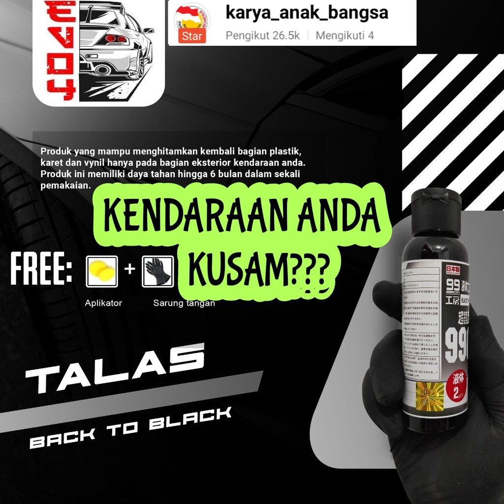 Penghitam Trim Restorer Body Plastik Motor &amp; Mobil