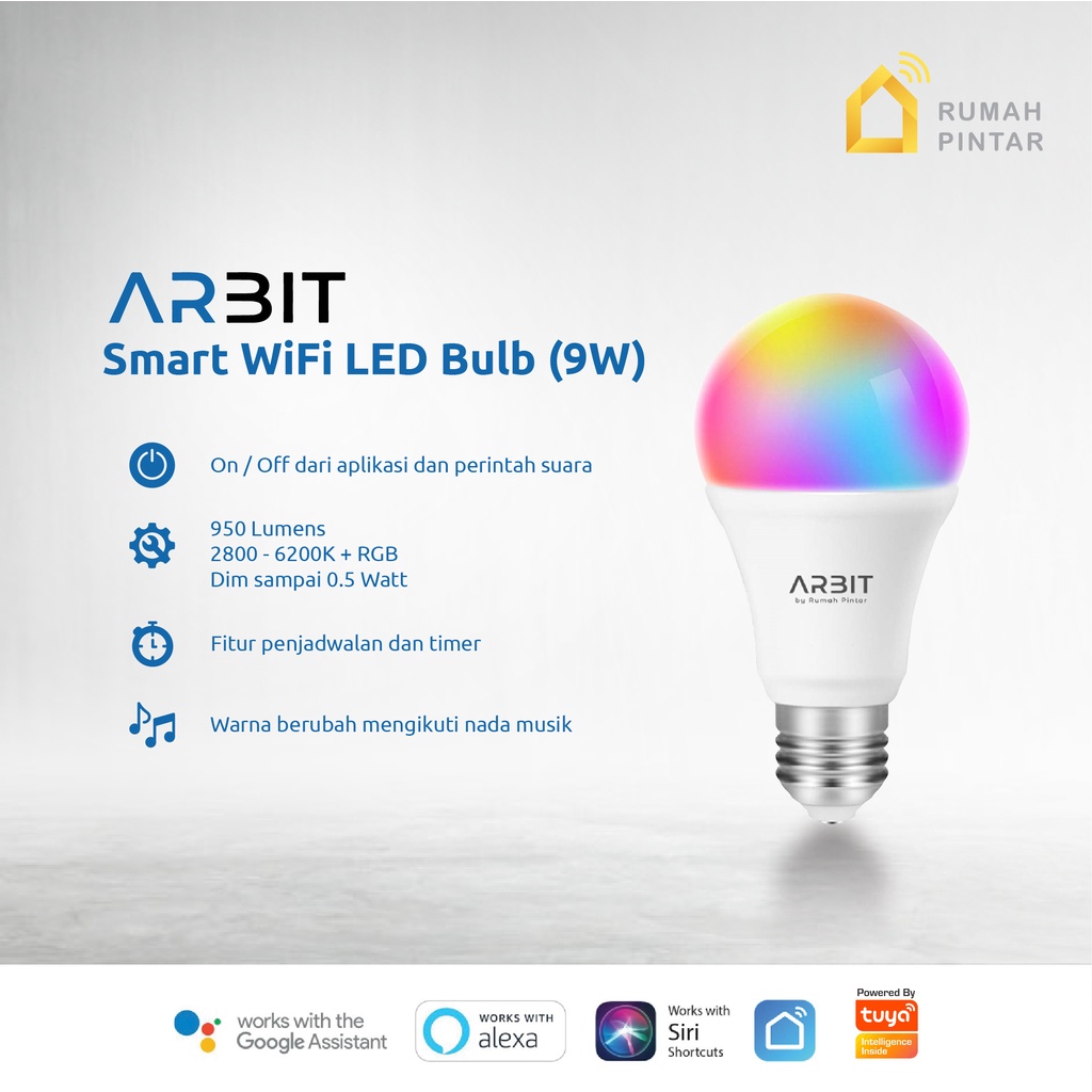 ARBIT - Smart WiFi LED Bulb RGB+CCT 9W 950 Lumens