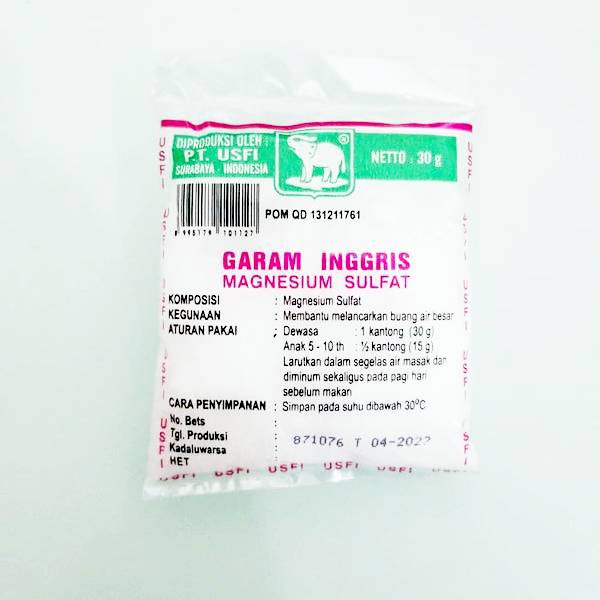 GARAM INGGRIS CAP GAJAH SACHET | Garam Inggris Pencahar | Obat Urus-Urus | Pelancar Buang Air Besar | Epsom Salt | Magnesium Sulfat Heptahidrat