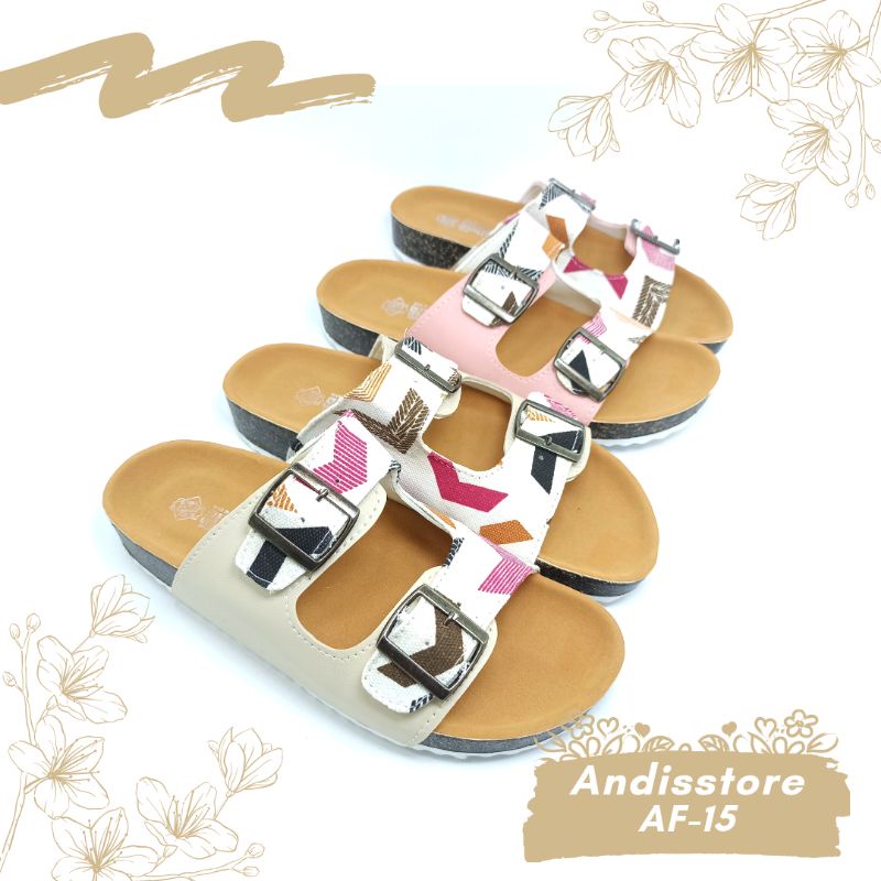 Sandal Birken Wanita Sendal Slide Slop Motif Andis AF15